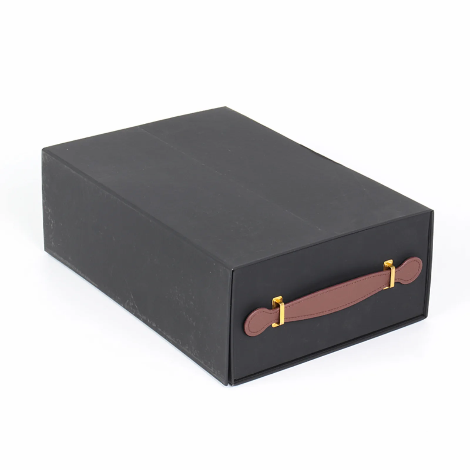 Black Double Bottle Wine Box with Magnet Closure 3