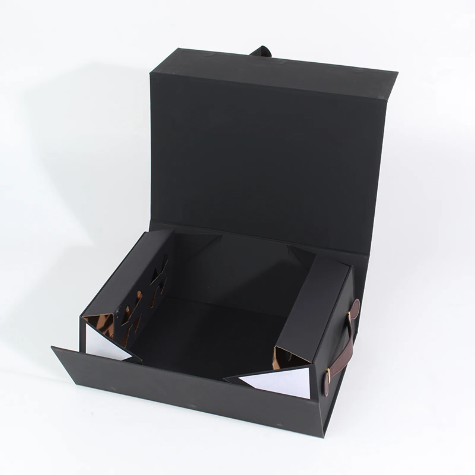 Black Double Bottle Wine Box with Magnet Closure 4