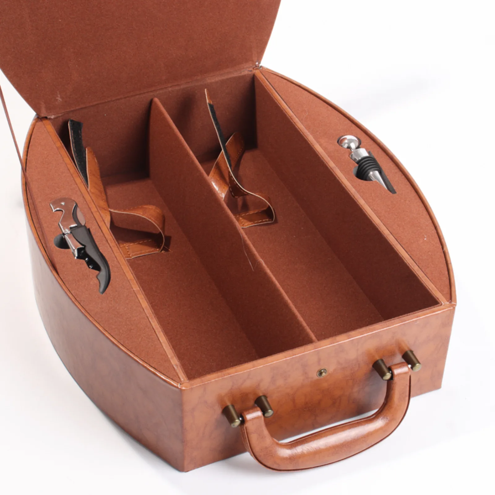 Faux Wood and Leather Double Wine Bottle Gift Box 2