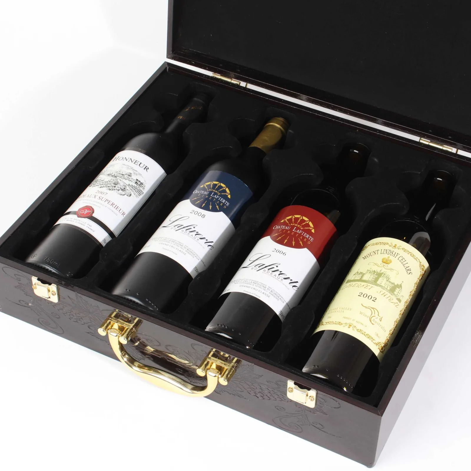 Lacquered Wooden Wine Box for Four Bottles 2