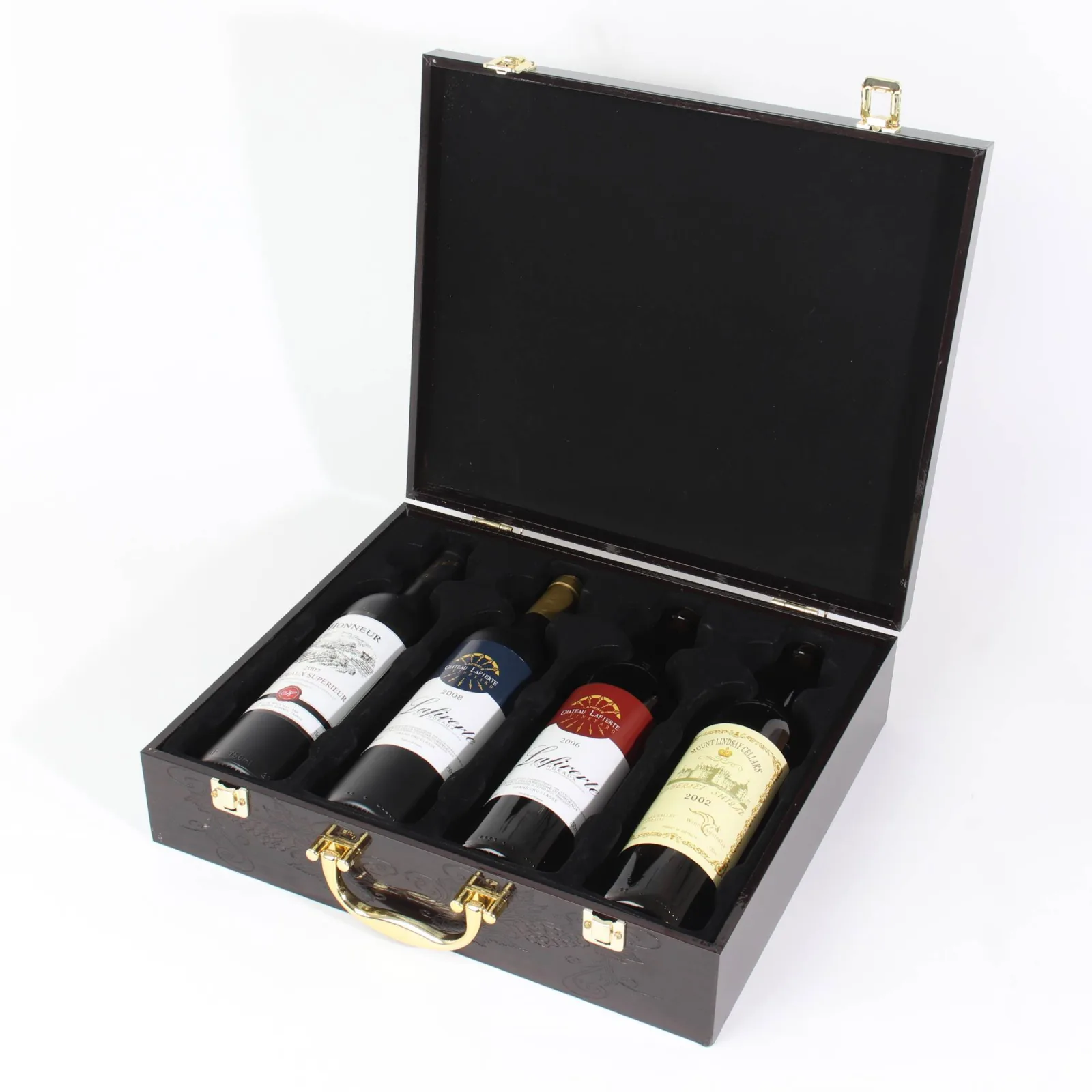 Lacquered Wooden Wine Box for Four Bottles 3