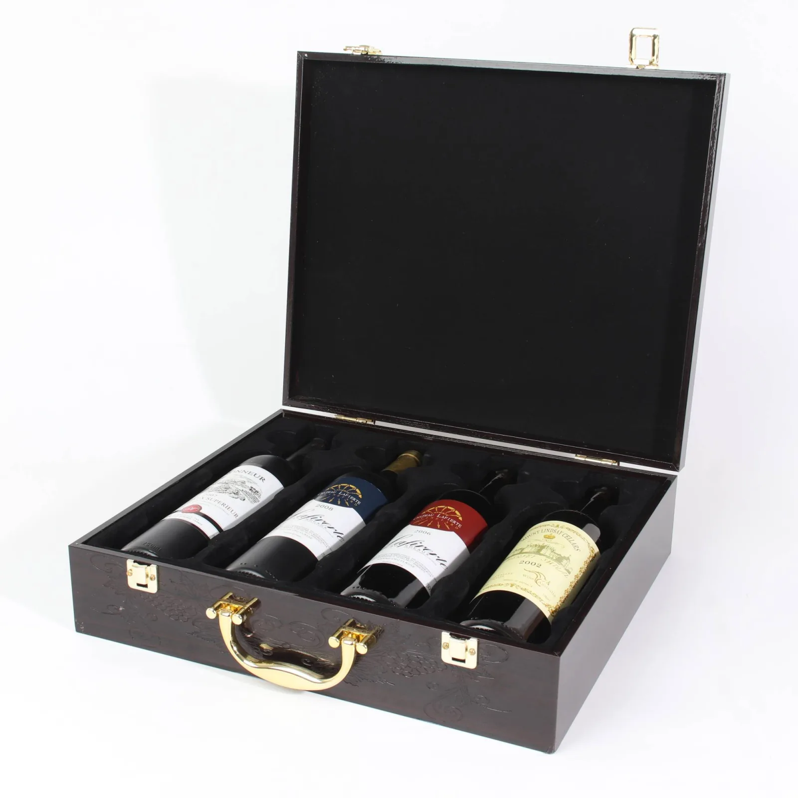 Lacquered Wooden Wine Box for Four Bottles 4