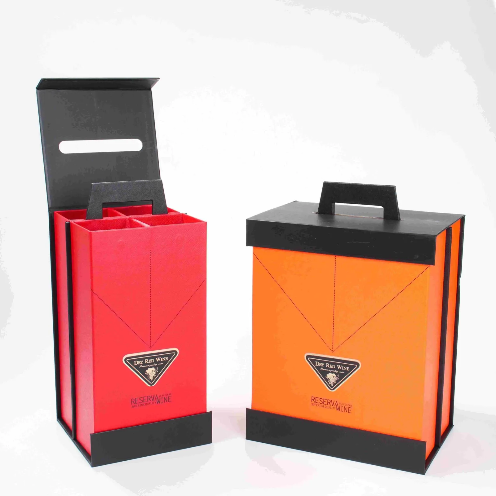 Magnetic Closure 4/6-Bottle Red and Orange Wine Gift Box