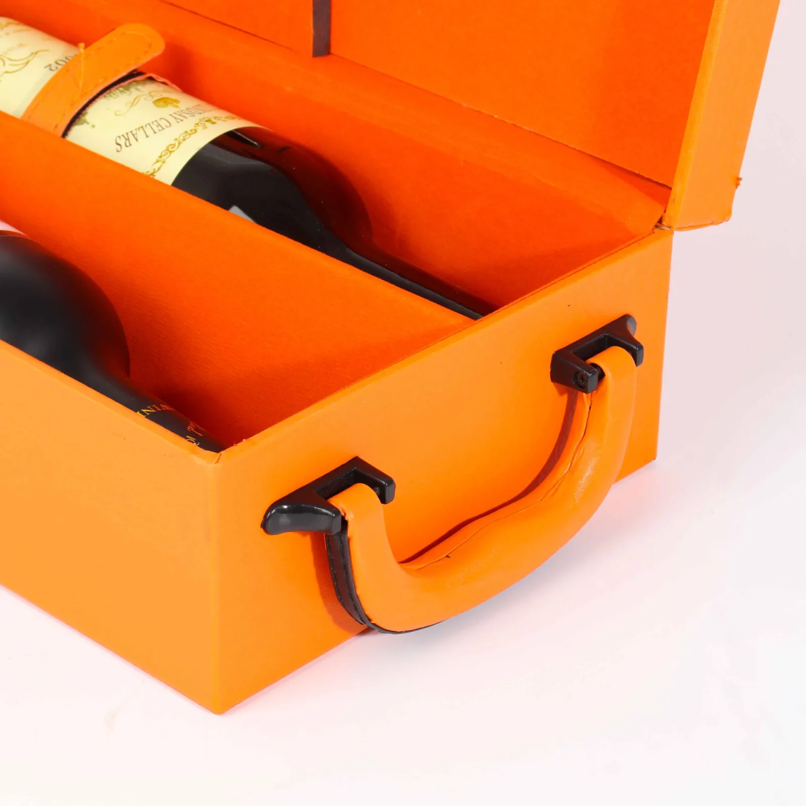 Orange Leather Double Wine Gift Box with Tools 5