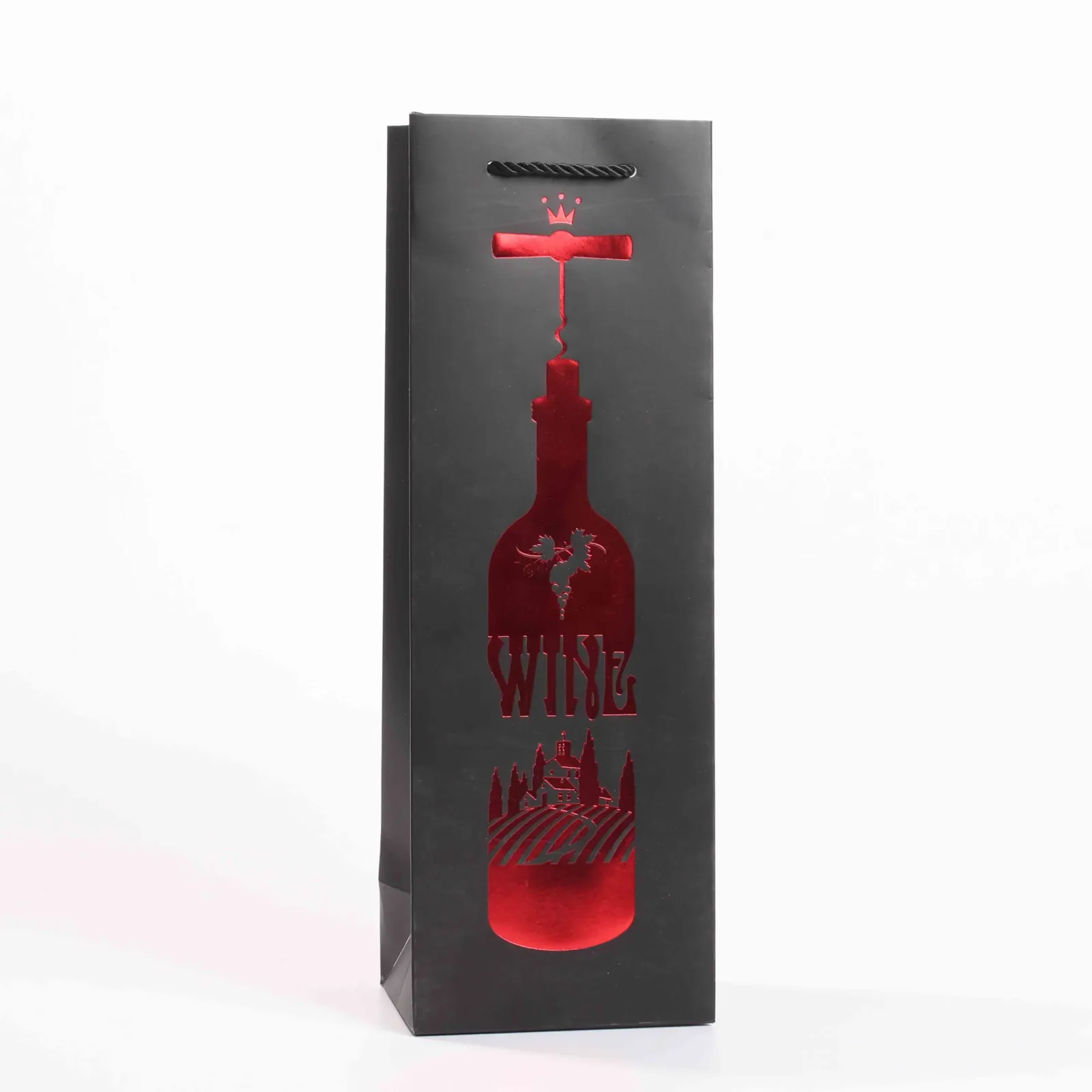 White Cardstock Wine Bag with Foil Stamping and UV 2