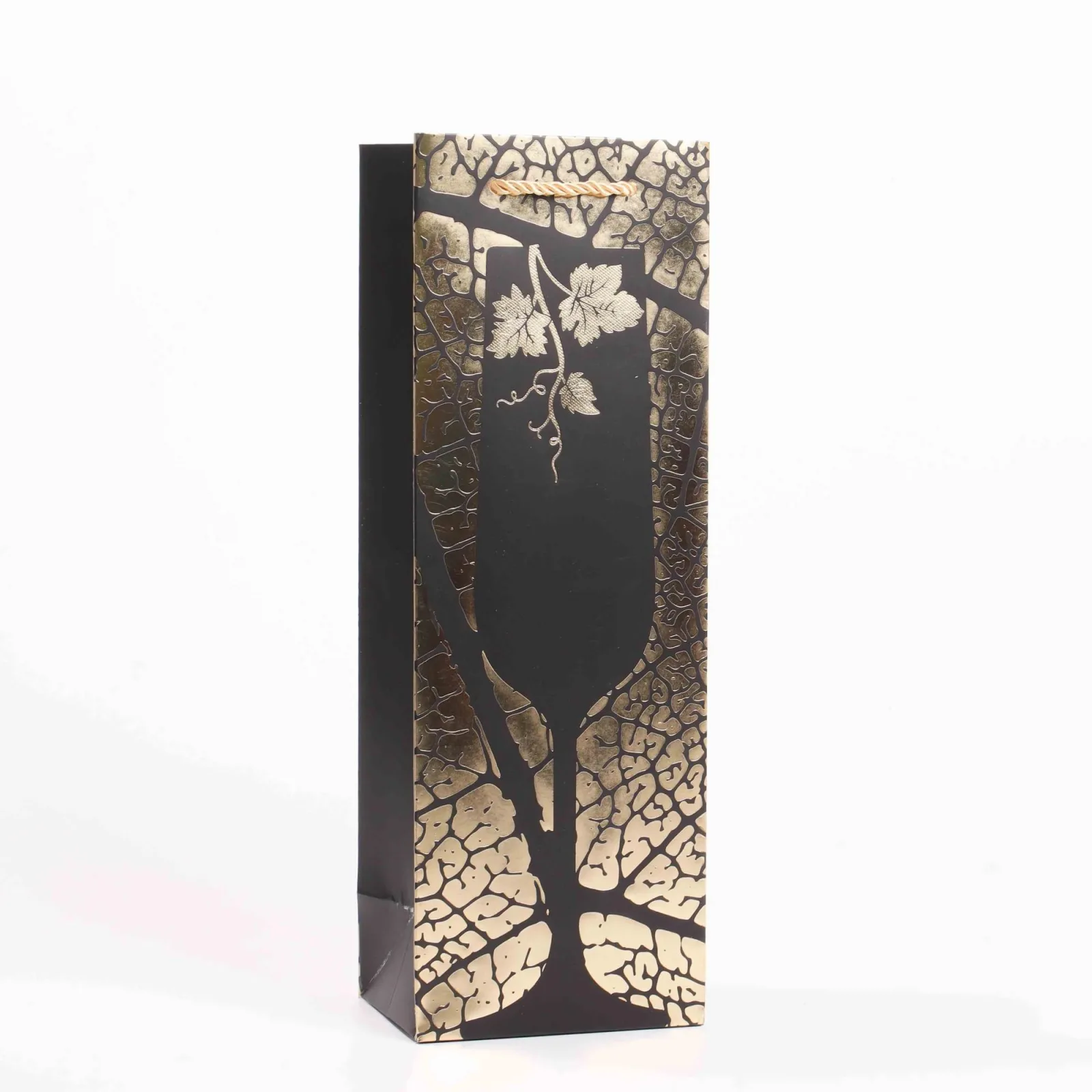 White Cardstock Wine Bag with Foil Stamping and UV 5