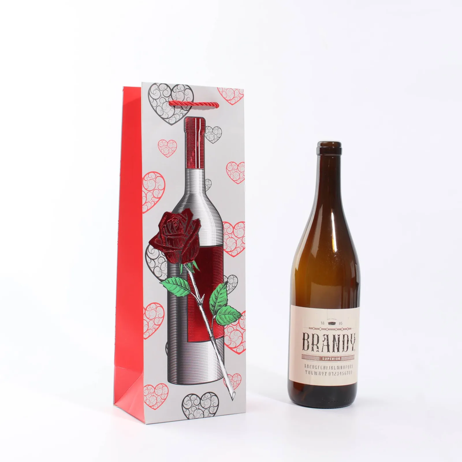 Gold Foil Rose Wine Bottle Gift Bag